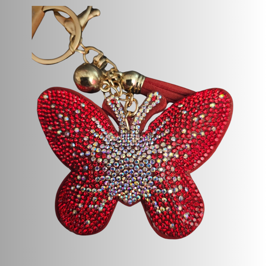 Rhinestone Butterfly Bag Charm Key Chain