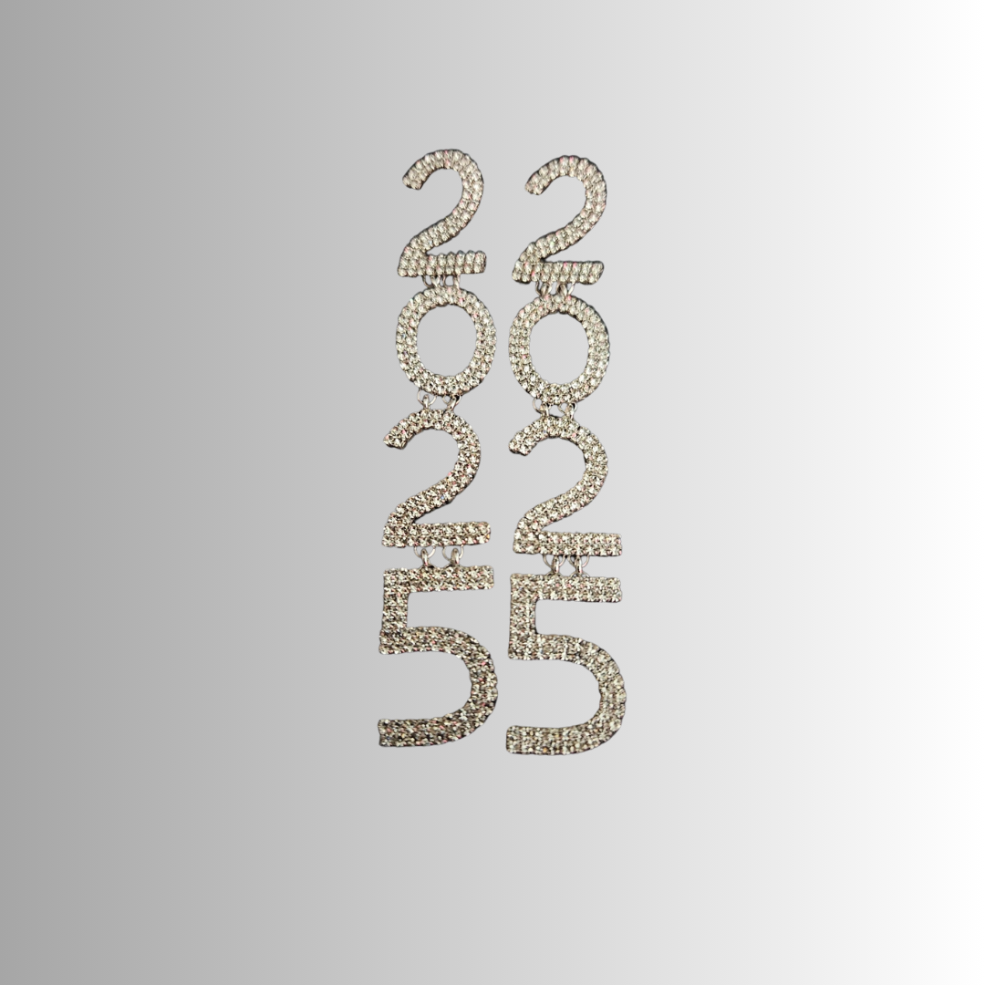 2025 Bling in the New Year Earrings Silver