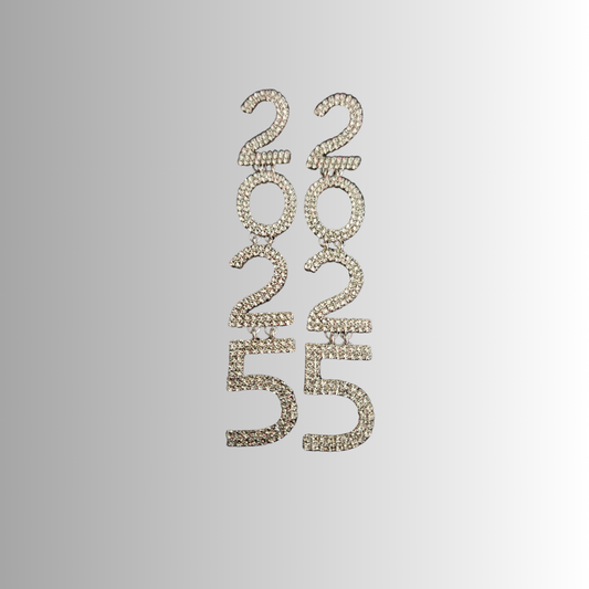 2025 Bling in the New Year Earrings Silver