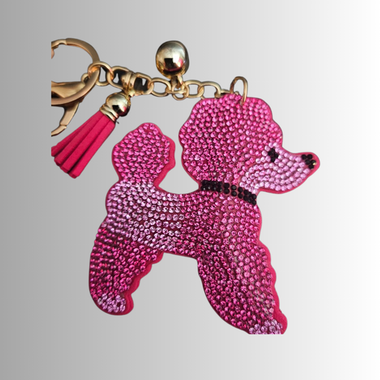 Pinky Poodle Rhinestone Key Chain Charm