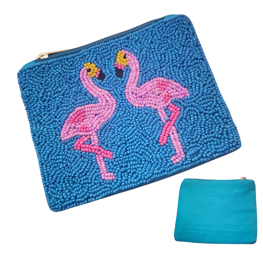 Flamingo Seed Bead Change Purse