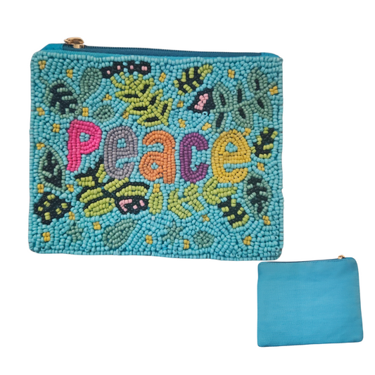 Peace Seed Bead Change Purse